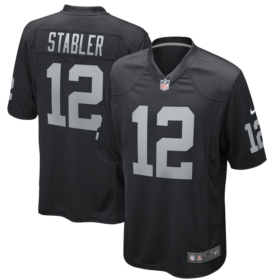 Men Oakland Raiders #12 Ken Stabler Nike Black Game Retired Player NFL Jersey